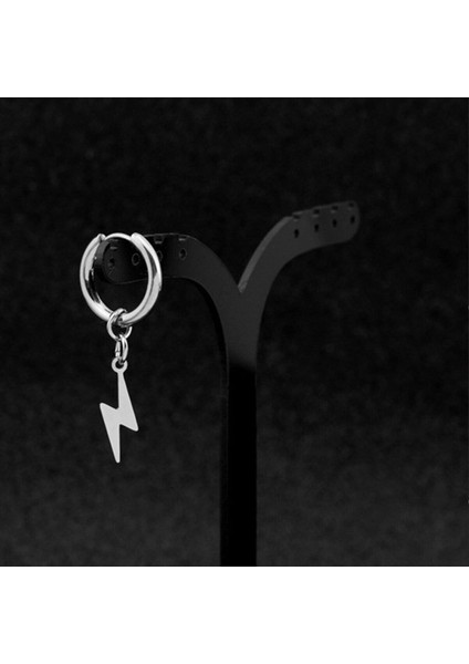 Erkek Gümüş Sallantılı Şimşek Çelik Küpe modelleri