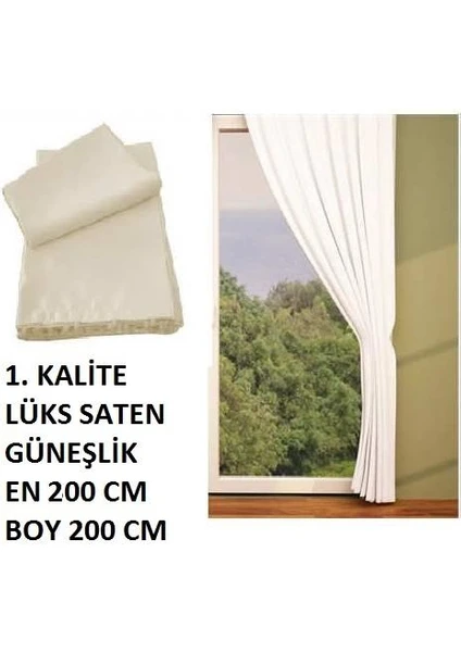 Akça Tekstil Beyaz Renk Saten Güneşlik 2*2