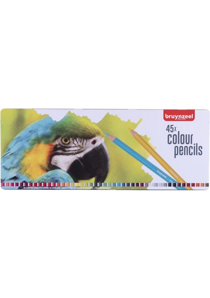 Colour Pencils Parrot Set Kuru Boya Kalemi Seti 45 Renk Metal Kutu