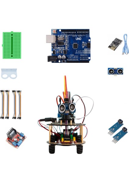 Emes Robotik Yeni Nesil 4WD Wıfı Engelden Kaçan ve Çizgi Takip Eden Araç Kiti