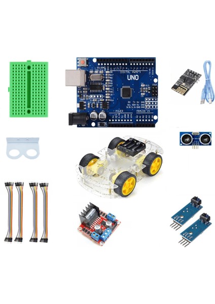 Emes Robotik Yeni Nesil 4WD Wıfı Engelden Kaçan ve Çizgi Takip Eden Araç Kiti