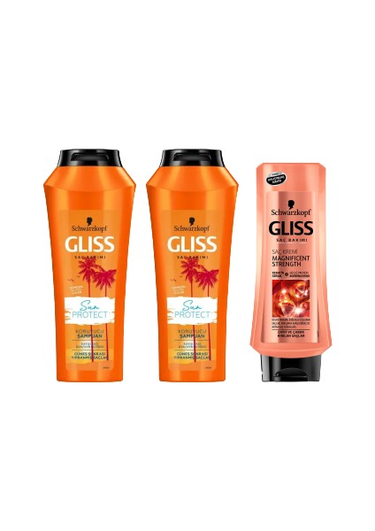 Sun Protect Şampuan 360ML X2 + Gliss Magnificent Saç Kremi 400ML