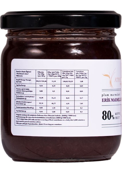 Erik Marmelatı 220 gr Şekersiz (%100 Doğal %80 Meyve ,Katkı Maddesi ,Renklendirici ve Koruyucu İçermez.) fiyatları