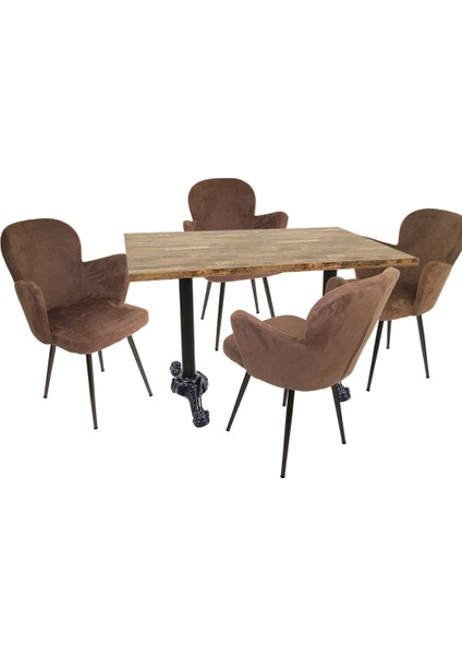 Çipa Laminat Kelebek Masa Takımı - Kahve