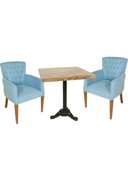 Çipa Laminat Kare - Kapitoneli Berjer 2li Mutfak Masa Takımı - Turkuaz