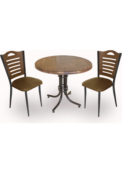 Buket Werzalit Yuvarlak Esb-Merdiven 2li Mutfak Masa Takımı - Antik Dark Kahve