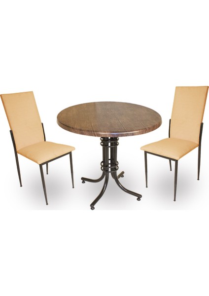 Buket Werzalit Yuvarlak Esb-Gözde 2li Mutfak Masa Takımı - Antik Dark Kapiçino