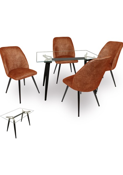 Dilara Cam - Nilüfer Masa Takımı - Kahve