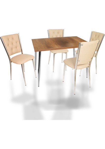 Manolya Kapitoneli Esb Mutfak Masa Takımı (Deri) - Kapiçino