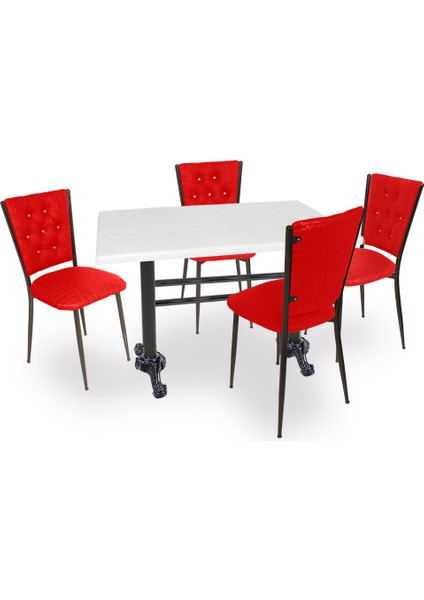 Çipa Werzalit-Kapitoneli Mutfak Masa Takımı - Kırmızı