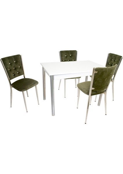 Akasya Kapitoneli Mutfak Masa Takımı (Kumaş) - Yeşil