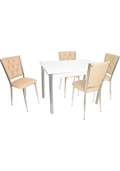 Akasya Kapitoneli Mutfak Masa Takımı (Deri) - Gökkuşağı fırsatları