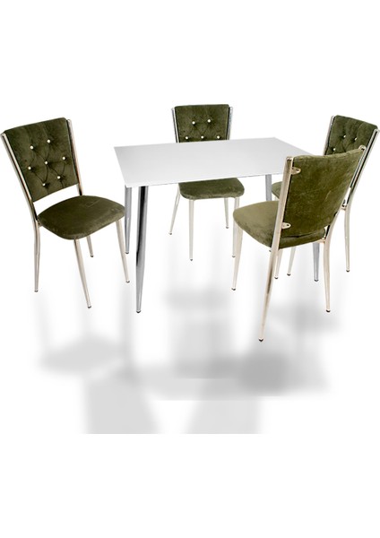Manolya Kapitoneli Mutfak Masa Takımı (Kumaş) - Yeşil