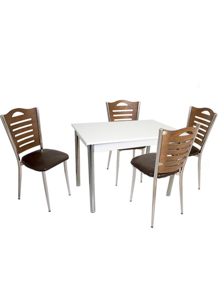 Akasya Merdiven Tip Mutfak Masa Takımı - Kahve