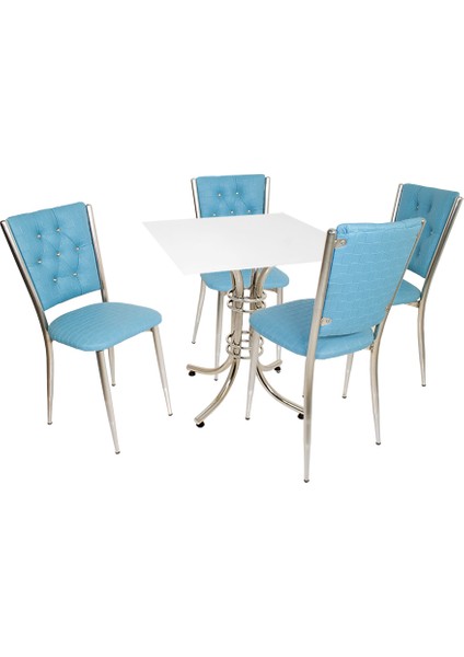 Buket Suntalam - Kapitoneli Mutfak Masa Takımı (Deri) - Turkuaz