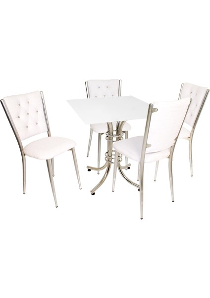 Buket Suntalam - Kapitoneli Mutfak Masa Takımı (Deri) - Beyaz