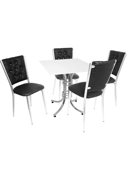 Buket Suntalam - Kapitoneli Mutfak Masa Takımı (Deri) - Siyah