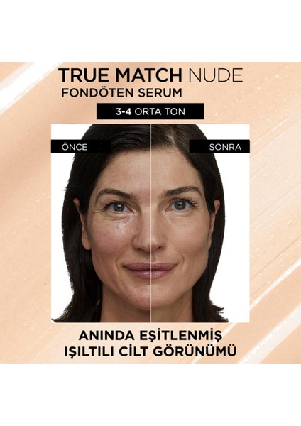 L'Oréal Paris Loreal Paris True Match Nude Serum Fondöten 3-4 Light Medium