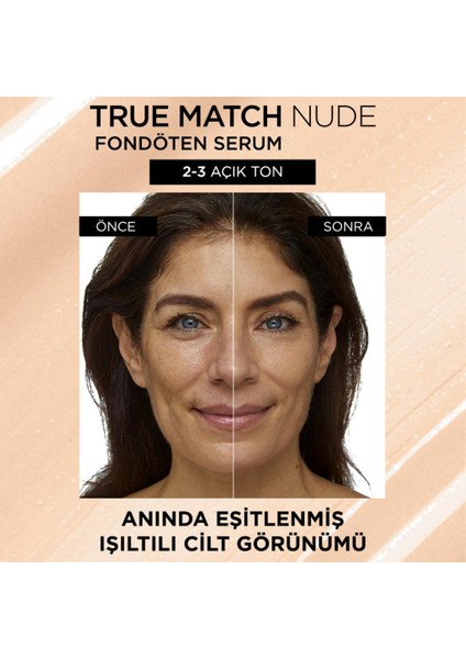 Loreal Paris True Match Nude Serum Fondöten 2-3 Light