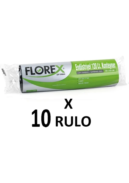 Florex Standart Endüstriyel 120 Lt Konteyner ( 90X125 cm ) Siyah Çöp Poşeti 10 Rulo 5*10=50 Adet