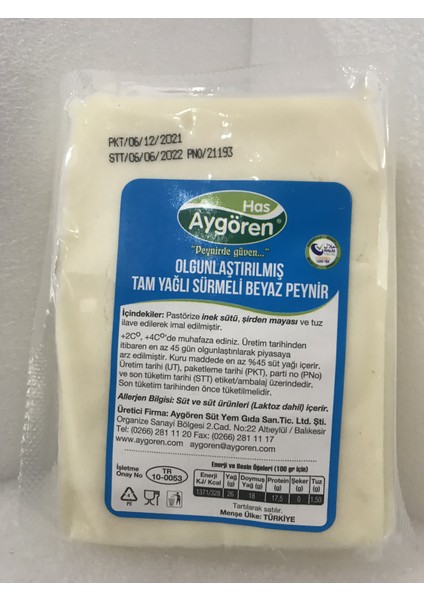 Tam Yağlı (Yumuşak) Beyaz Peynir 1 kg (Balıkesir)