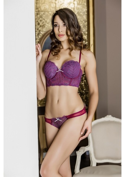 moonlight underwear 272 Büstiyerli Mor Takım