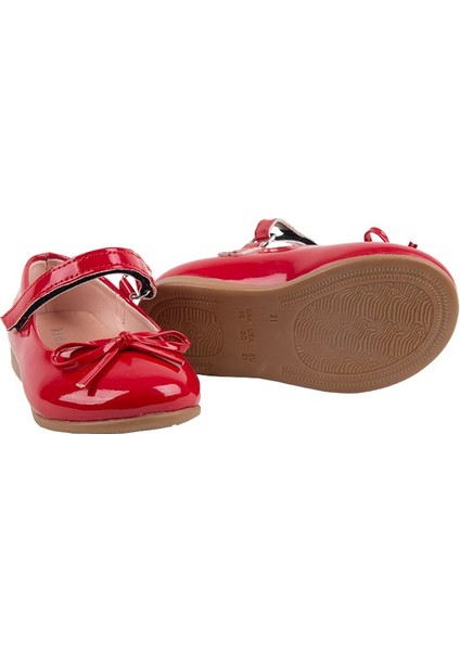 Jessica Tek Cırtlı Pu Deri Kız Çocuk Babet Ayakkabı Kırmızı modelleri