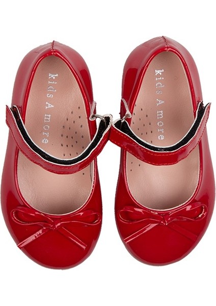 Jessica Tek Cırtlı Pu Deri Kız Çocuk Babet Ayakkabı Kırmızı fırsatları