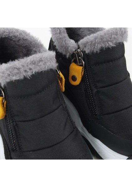 Manarola Çift Fermuarlı Içi Peluş Kürklü Paraşüt Kumaş Erkek Çocuk Bot Siyah modelleri