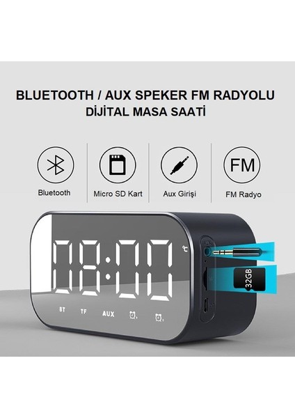 S5 Fm Radyo Bluetooth Hoparlör Dijital Masa Saati Alarm indirimleri