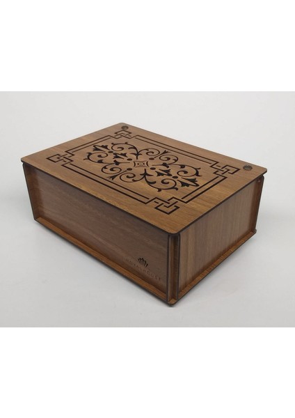 Ahşap (Ceviz) Çay Kutusu 9 Bölmeli Kapaklı Poşet Bitki Çayı Saklama Kabı Tea Box + 45'li Çay