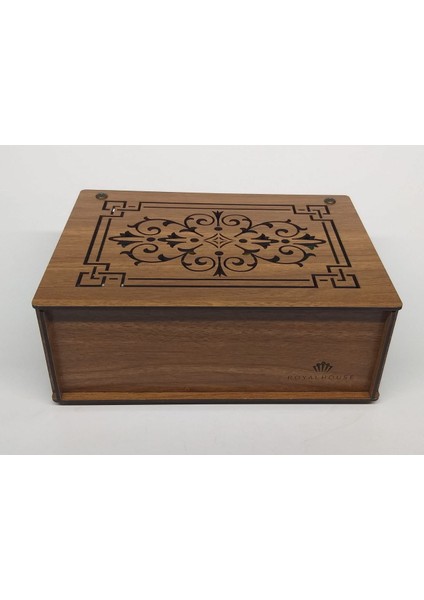 Ahşap (Ceviz) Çay Kutusu 9 Bölmeli Kapaklı Poşet Bitki Çayı Saklama Kabı Tea Box + 45'li Çay