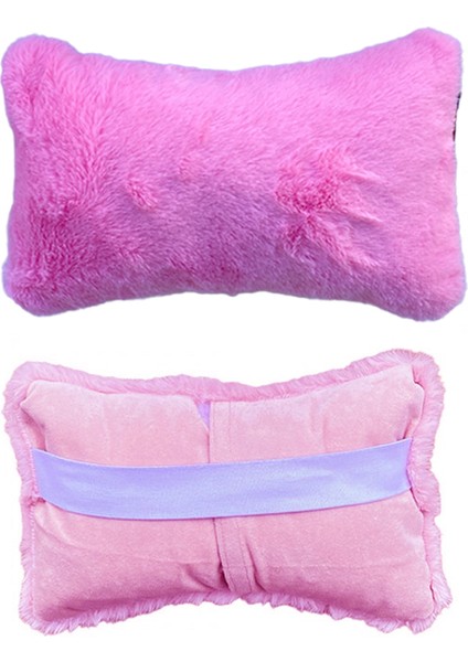 Yumuşak Peluşlu Ortopedik Araba Seyahat Boyun Yastığı 2'li Pembe modelleri
