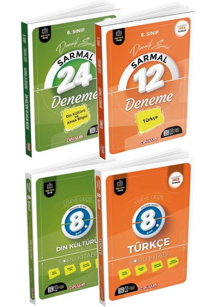 2022 8. Sınıf Sarmal Denemeler ve Soru Bankaları Din Kültürü, Türkçe Set 4 Kitap