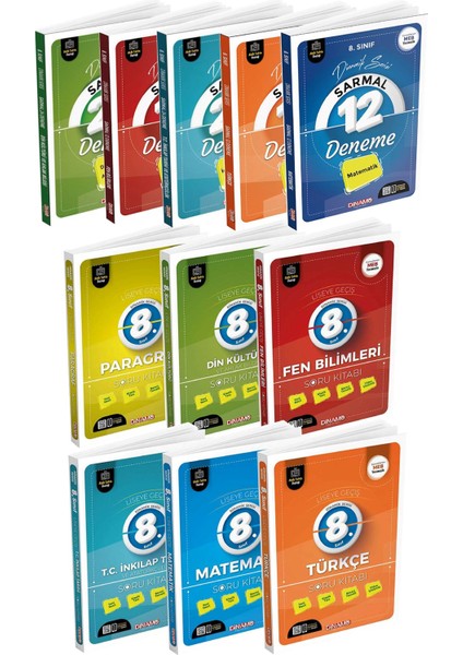 2022 8. Sınıf Sarmal Denemeler ve Soru Bankaları Set 12 kitap