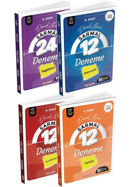 2022 8. Sınıf Ingilizce, Matematik, Fen Bilimleri, Türkçe Sarmal Denemeler 4 Kitap