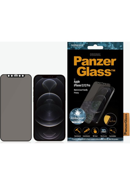 P2748 Apple iPhone 13/13 Pro Uyumlu Case Friendly Camslider Privacy Ab, Siyah Ekran Koruyucu