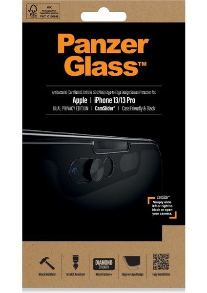 P2748 Apple iPhone 13/13 Pro Uyumlu Case Friendly Camslider Privacy Ab, Siyah Ekran Koruyucu fırsatları