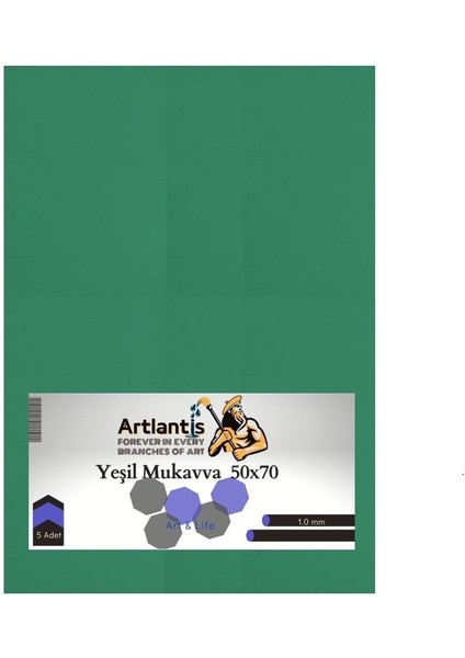 Yeşil Renkli Mukavva 50X70 5 Adet Artlantis Renkli Mukavva 5 Adet