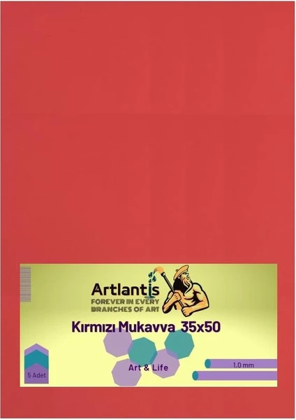 Kırmızı Renkli Mukavva 35X50 5 Adet Artlantis Renkli Mukavva 5 Adet