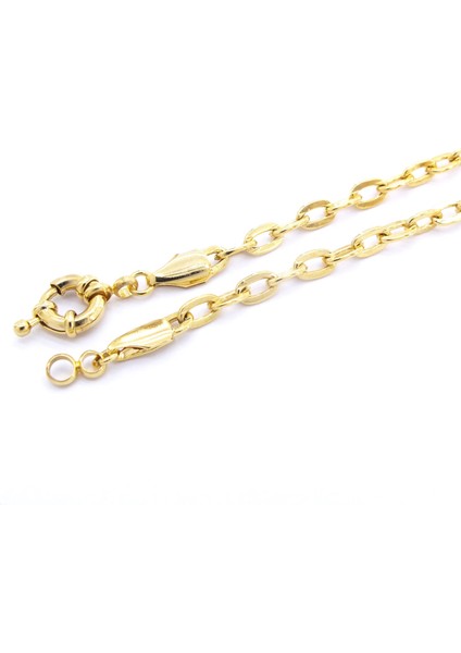 Altın Kaplama Unisex Düz Zincir 4 mm