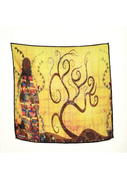 Gustav Klimt Desenli Bandana Fular