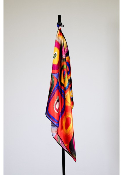 Vasili Kandinski Desenli Ipek Bandana Fular modelleri