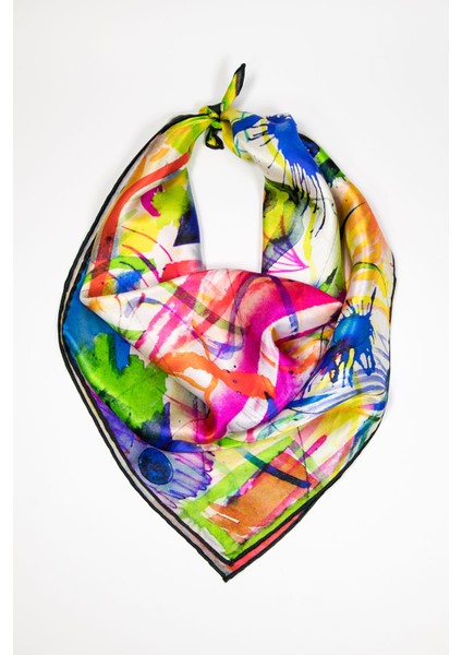Vasili Kandinski Desenli Ipek Bandana Fular