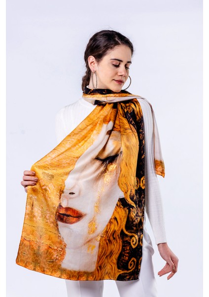 Gustav Klimt Desenli Saf Ipek Şal fiyatları
