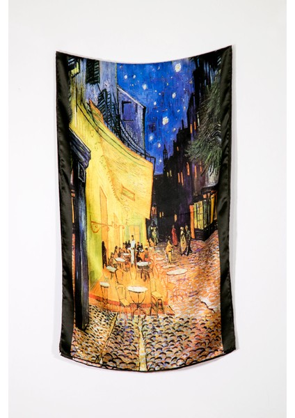 Van Gogh Desenli Saf Ipek Şal