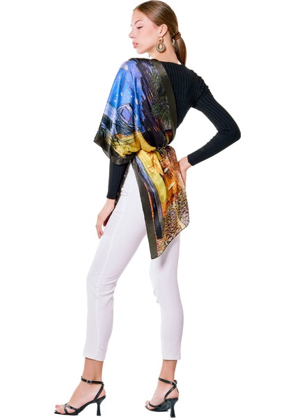 Van Gogh Desenli Saf Ipek Şal modelleri