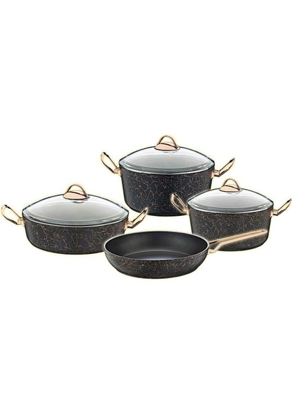 7 Parça Granit Döküm Tencere Set 3036 Gold
