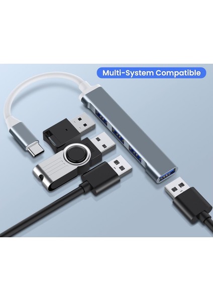 809-CC Macbook Uyumlu Type-C to 4* USB 3.0 Splitter 5 Gbps Çevirici Hub Adaptör