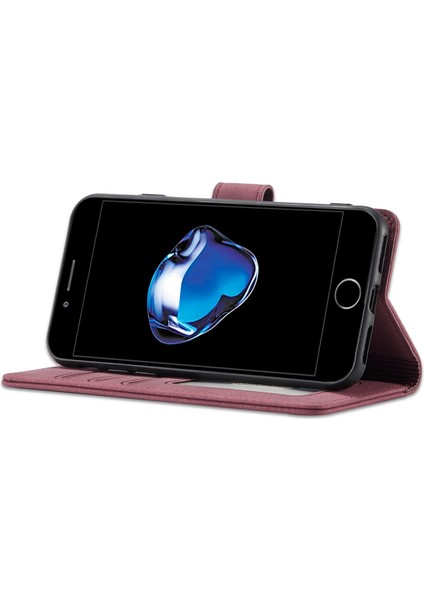 iPhone Se 2020/8/7 için Buzlu Pu Telefon Kılıfı - Koyu Kırmızı (Yurt Dışından) fırsatları